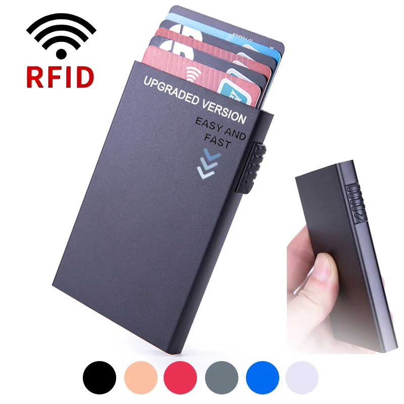 Pop Up Credit Card Holder Metal Thin Slim Smart Wallet Men