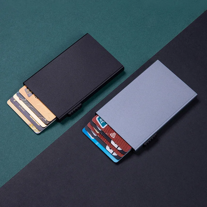 Pop Up Credit Card Holder Metal Thin Slim Smart Wallet Men