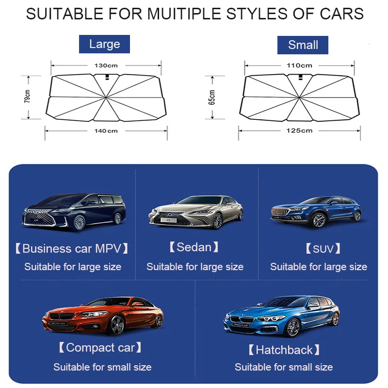 Car Sunshade Windshield Umbrella Car Front Sun Shade Parasol Foldable Protection Car Seat