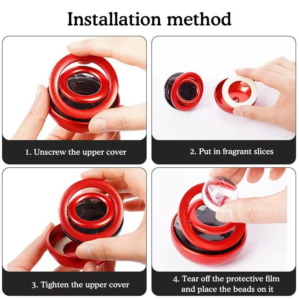 Solar Car Perfume Diffuser Fast Heating Car Aromatherapy 360° Rotation Double Interior Decoration Rotating Car Air Freshener