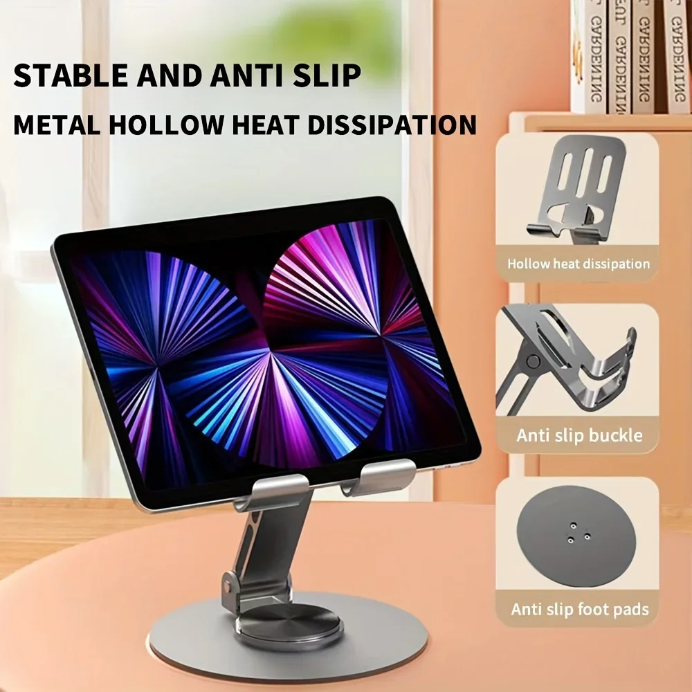 720 Rotate Aluminum Alloy Tablet Holders for iPad Adjustable Folding Lazy Desktop Live Portable Mobile Phone Stands Mount