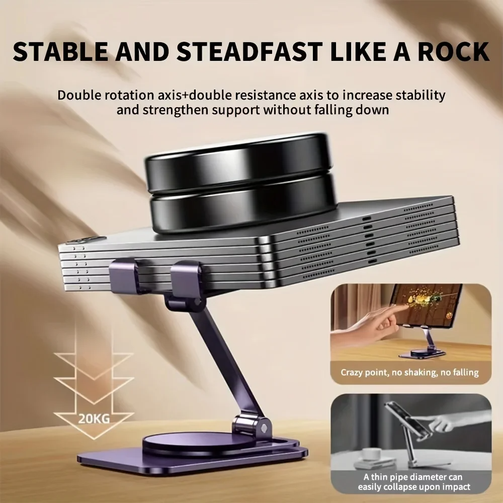 720 Rotate Aluminum Alloy Tablet Holders for iPad Adjustable Folding Lazy Desktop Live Portable Mobile Phone Stands Mount