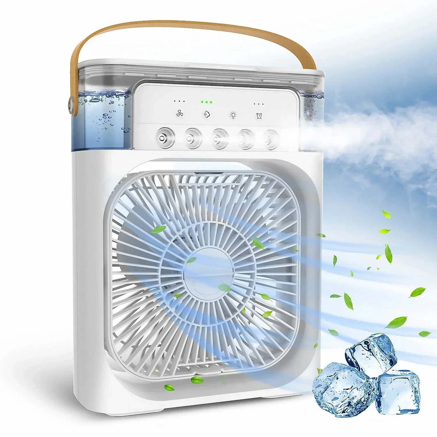 Portable air Conditioner fan three in one, mini USB air conditioning fan, LED night light, water mist