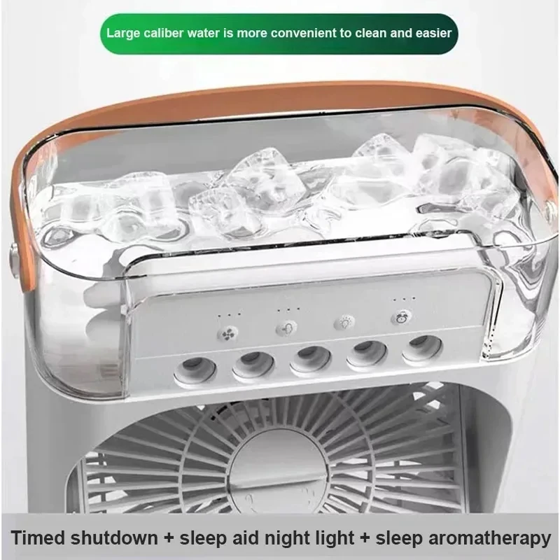 Portable air Conditioner fan three in one, mini USB air conditioning fan, LED night light, water mist