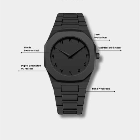 Arabic Aura Watch Black Fashion